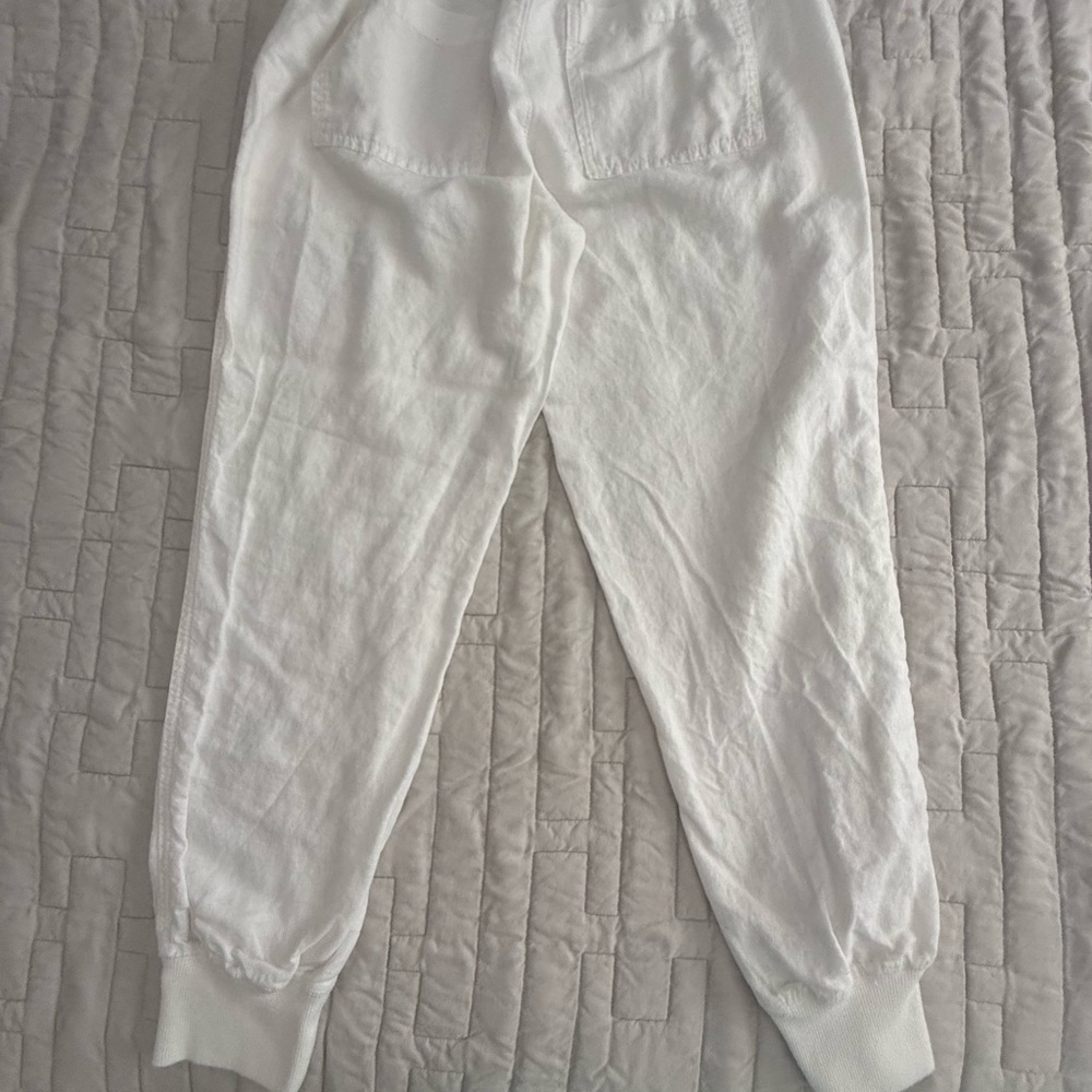 GAP Womens Classic Linen White Joggers